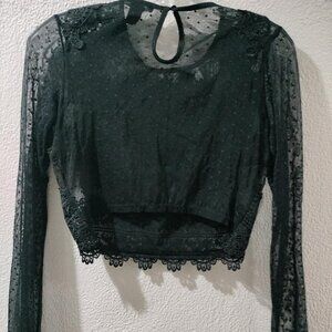 FOREVER 21 -S- EMBROIDERY CROP TOP